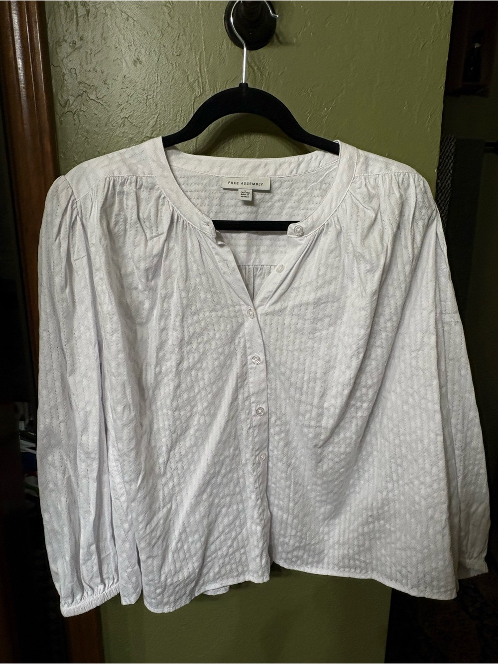 Lot of 2 Free Assembly White Button-Front and blue and white striped Women's Top
